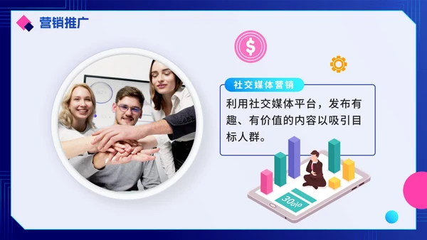 渐变蓝色互联网电商销售计划PPT模板