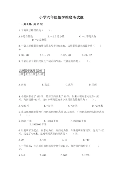 小学六年级数学摸底考试题及参考答案（夺分金卷）.docx