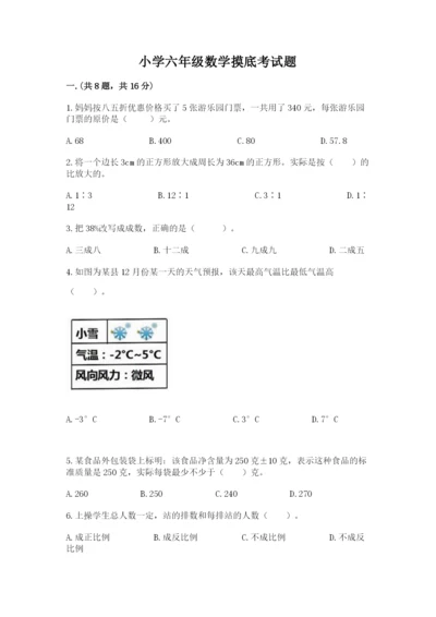 小学六年级数学摸底考试题【夺冠系列】.docx