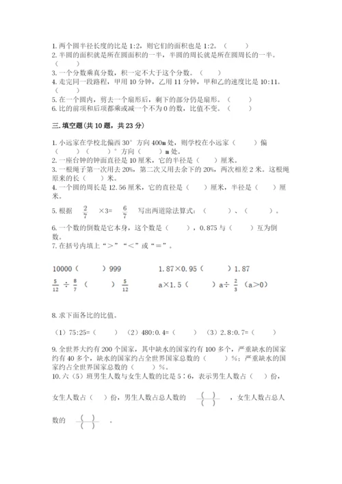 人教版六年级上册数学期末测试卷带答案（最新）.docx