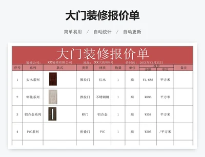 大门装修报价单