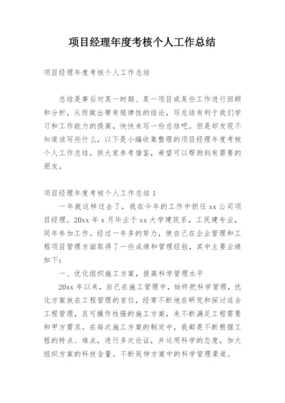 项目经理年度考核个人工作总结.docx