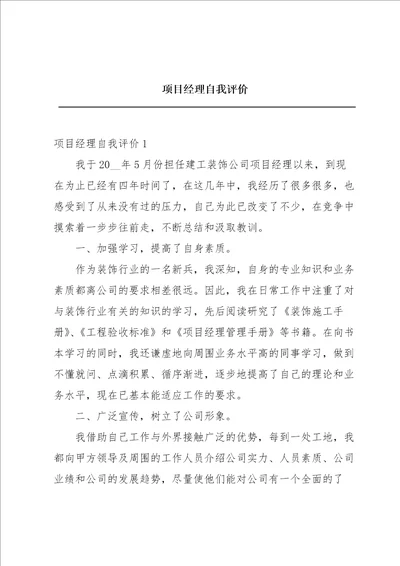 项目经理自我评价