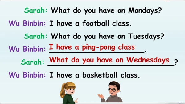 Unit 2 My week Part B & C Read and write & Story t