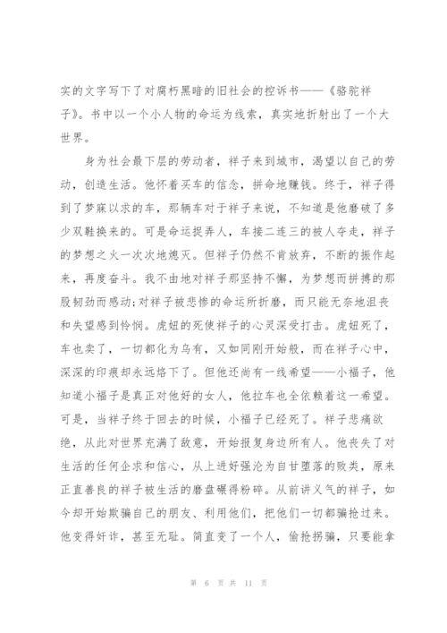 骆驼祥子小说读书心得700字5篇.docx