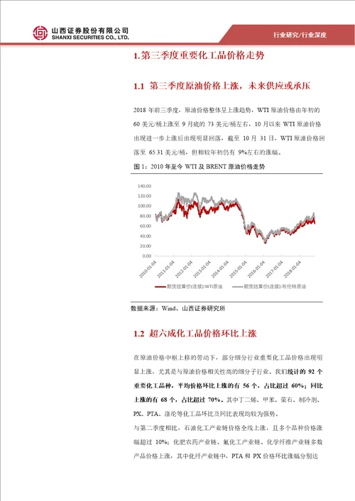 基础化工行业2018第三季度业绩综述：第三季度行业持续高增长，第四季度景气或转淡