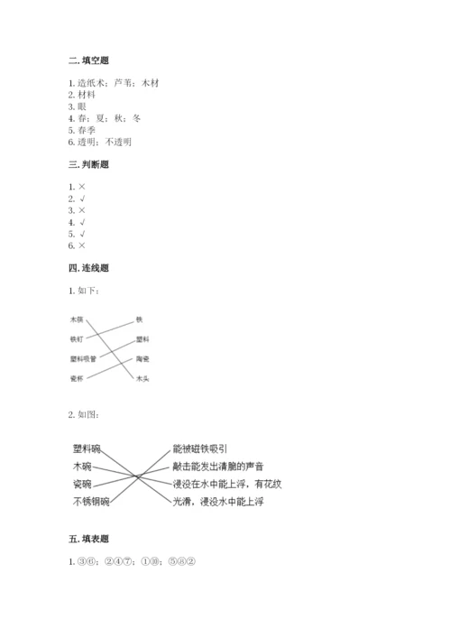 教科版小学二年级上册科学期末测试卷（考点梳理）word版.docx