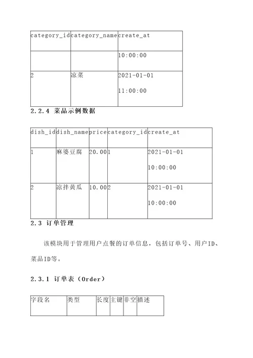 数据库课程设计点餐系统设计方案