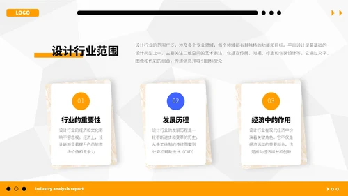 橙蓝简约行业分析报告PPT模板
