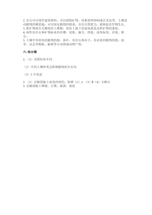 教科版科学四年级下册第三单元《岩石与土壤》测试卷附答案（基础题）.docx