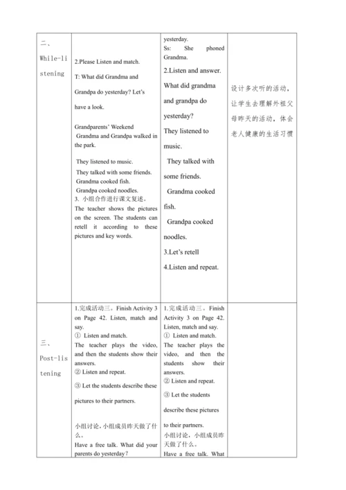 Module 7 Unit2  Grandma cooked fish.教学设计