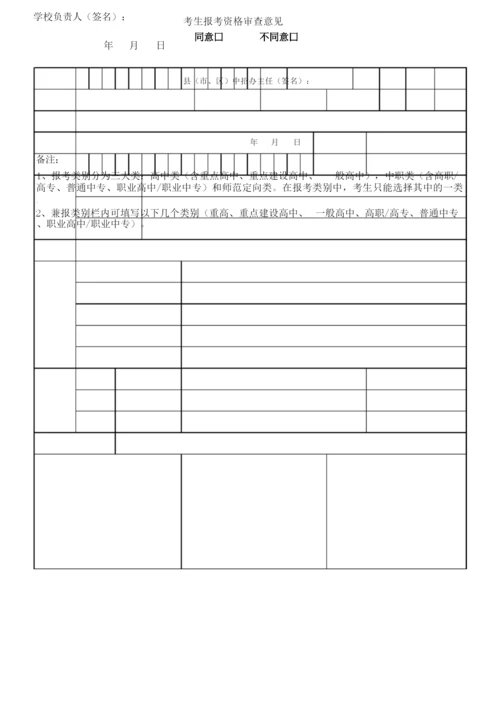 2019年江西省中等学校招生考试考生报名信息表.docx