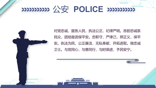 蓝色大气公安警察派出所演讲动态PPT模板