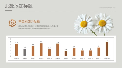灰色小清新风雏菊总结汇报通用PPT演示模板