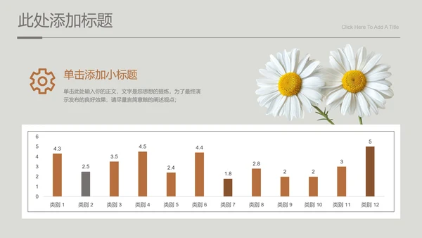 灰色小清新风雏菊总结汇报通用PPT演示模板