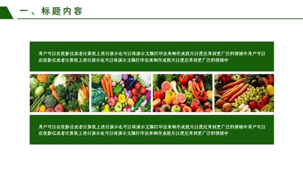 绿色有机新鲜蔬菜宣传策划通用PPT模板