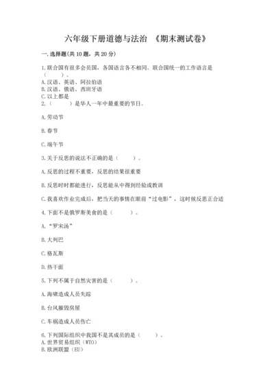 六年级下册道德与法治 《期末测试卷》（名师系列）.docx