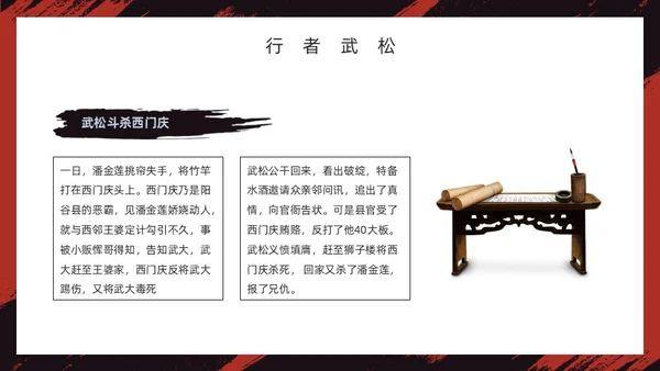 红色古风《水浒传》经典故事PPT模板四大名著