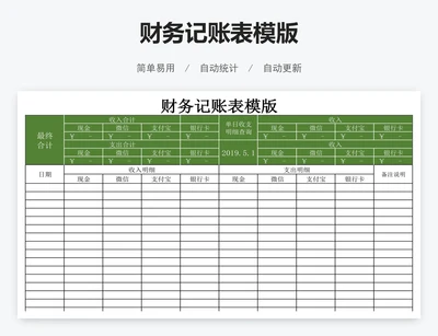 财务记账表模版
