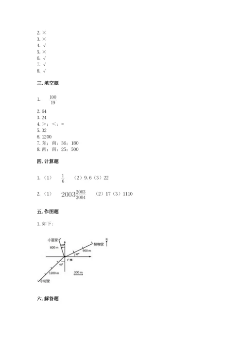 人教版六年级上册数学期中测试卷1套.docx