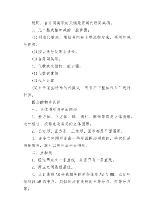 常见初一数学上册知识点总结.docx