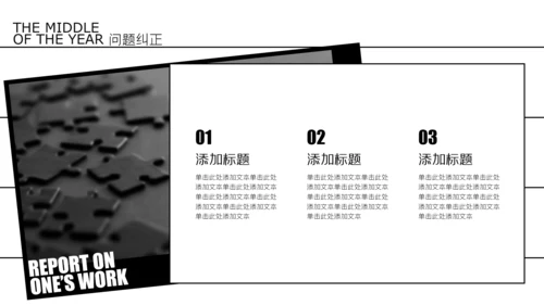 纯黑杂志风年中述职PPT模板