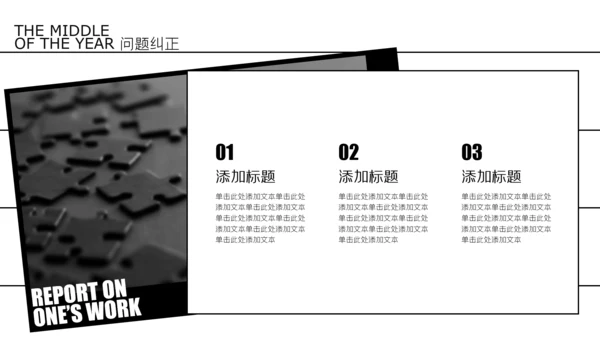 纯黑杂志风年中述职PPT模板