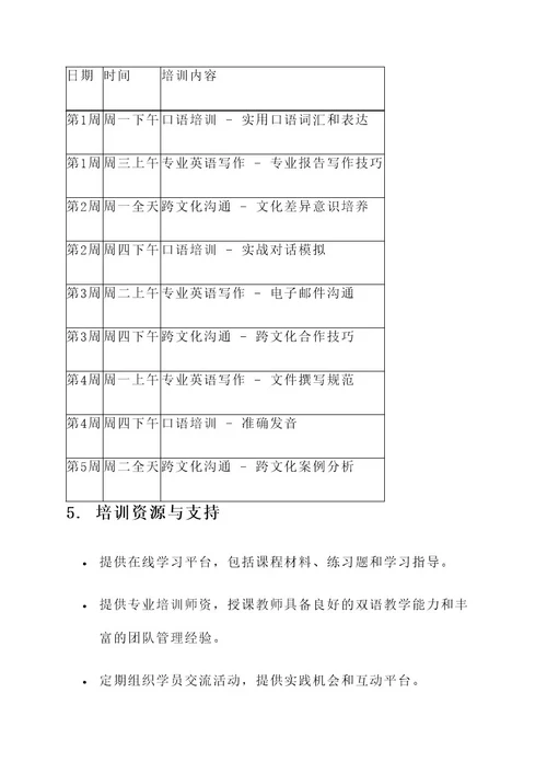 团机关双语培训方案