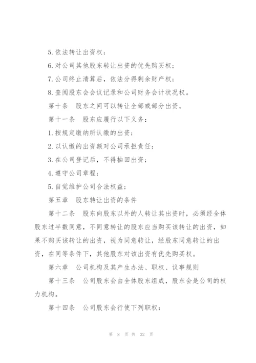 个人经营公司章程范文.docx