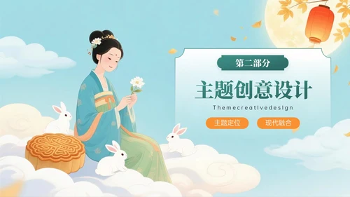 深绿黄色中国风关于中秋节活动策划PPT模板