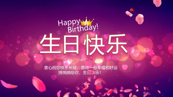 紫色唯美浪漫玫瑰花瓣生日快乐纪念册相册PPT