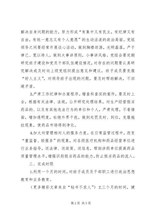 药监局领导班子第三阶段整改方案范文 (5).docx