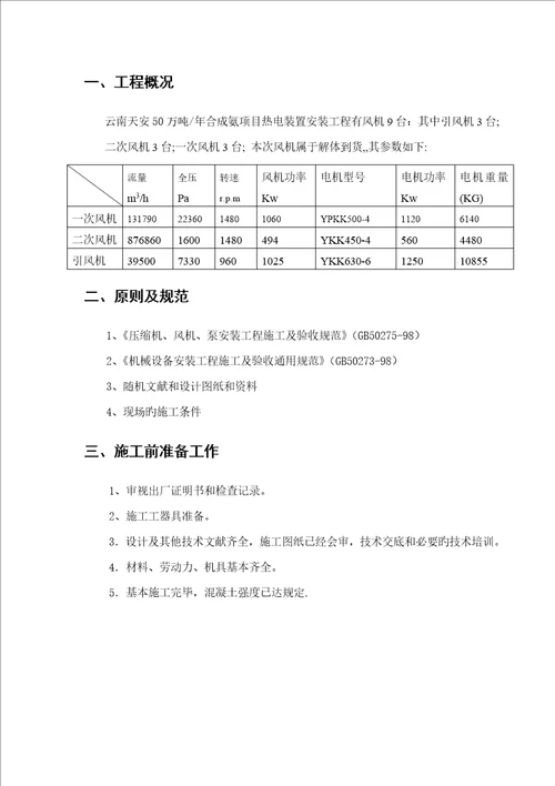 风机安装综合施工专题方案