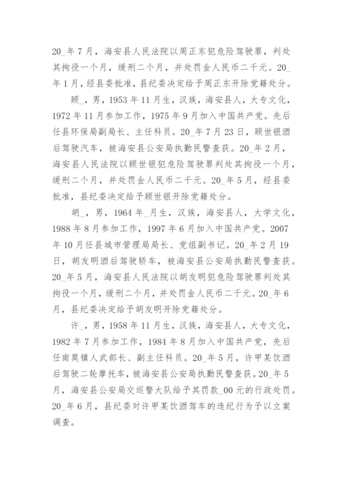 关于酒驾的通报.docx