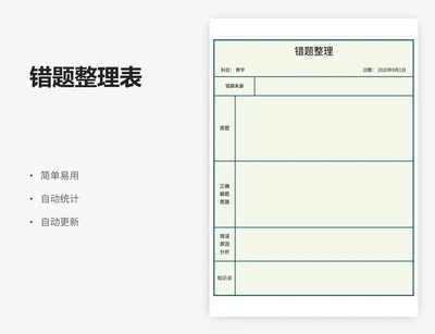 错题整理表