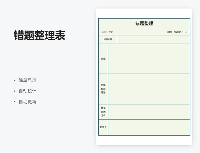 错题整理表