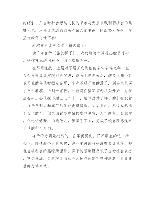 骆驼祥子读书心得