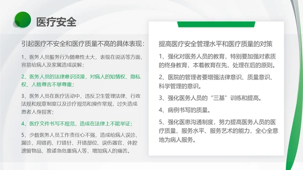 绿色简约风医护人员医疗质量与安全管理培训PPT