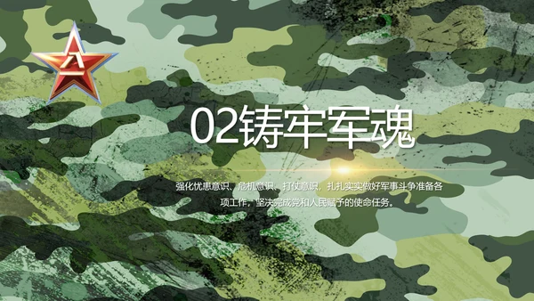 迷彩风八一部队军工作汇报PPT