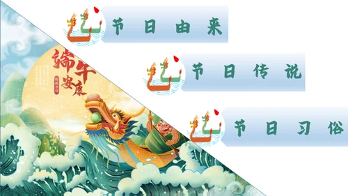 端午节习俗节日介绍大酒坛吃粽子通用PPT模板