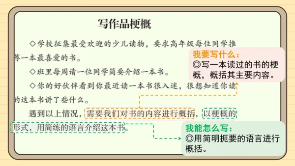 统编版语文六年级下册2024-2025学年度习作：写作品梗概（课件）