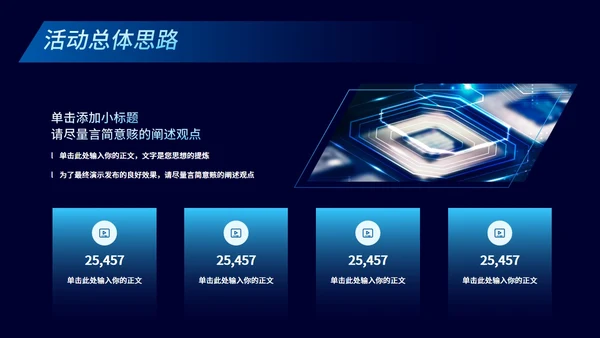 深蓝色渐变科技风营销策划通用PPT模板