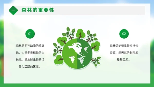 绿色卡通风守护绿色森林预防森林火灾幼儿园森林防火PPT课件世界森林日