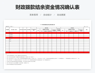 财政拨款结余资金情况确认表