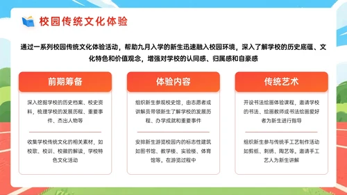 橙红色插画风关于九月新生入学教育PPT模板