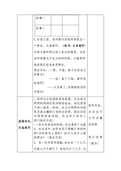 汤晓丽湖州市东风小学口语交际父母的爱教学设计模板（汤晓丽）