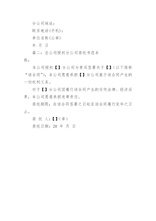 总公司授权分公司委托书.docx