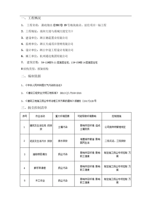 建筑施工扬尘治理专项方案2017