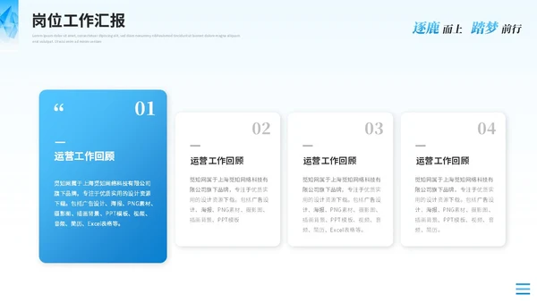 蓝色简约运营述职报告工作汇报工作总结ppt模板