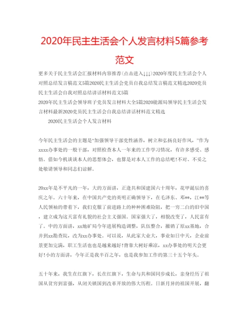 精编年民主生活会个人发言材料5篇参考范文.docx